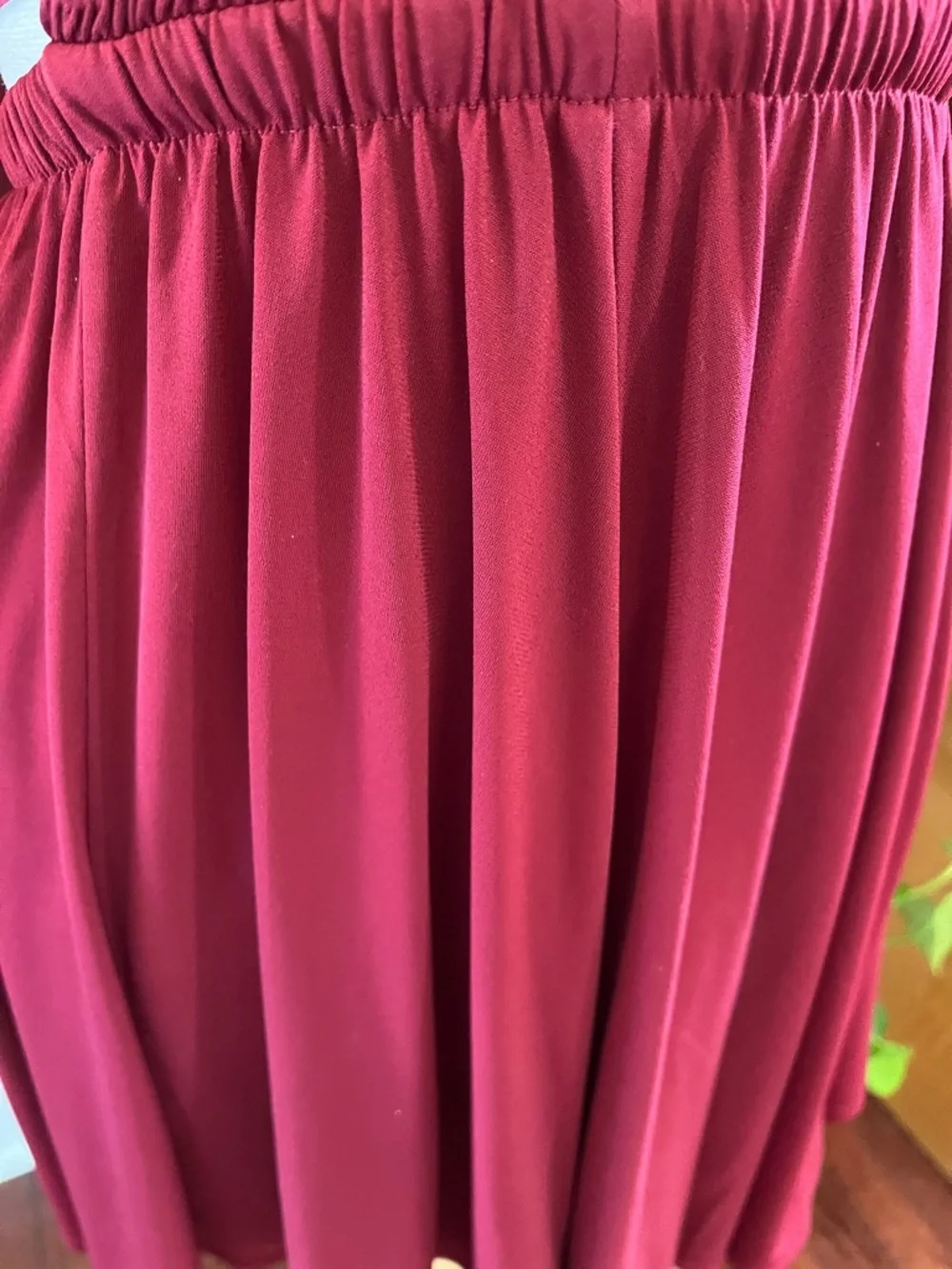 Express Burgundy Greek Goddess Style Mini Dress elastic ribbon Waistband Size S - Picture 6 of 11